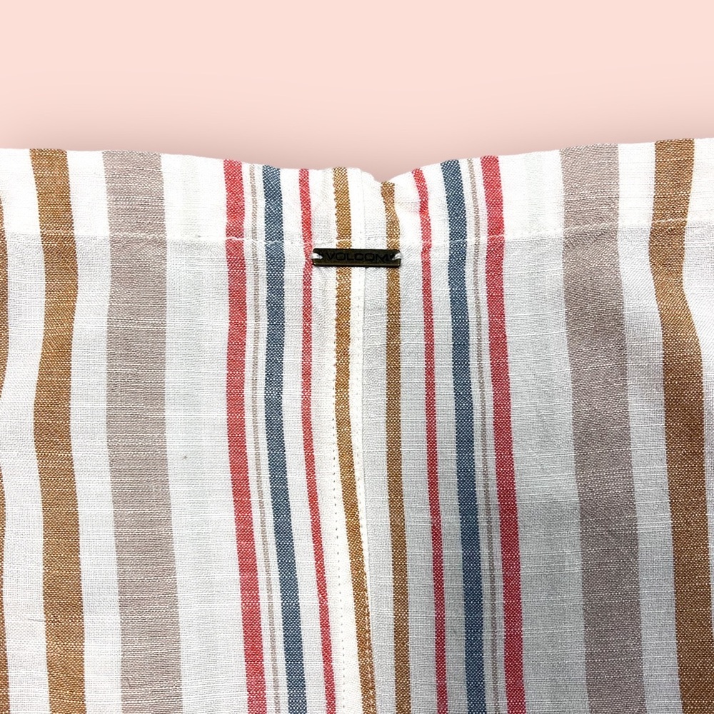 🎉HP!🎉Volcom striped romper in cream, grey-teal, peach/pink and tan. Size XS 🌺 - Picture 9 of 13